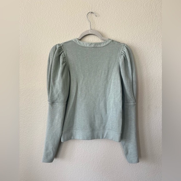 Ulla Johnson Jude Puff Sleeve Sweatshirt in Blue Green Women's Size P - Picture 3 of 14